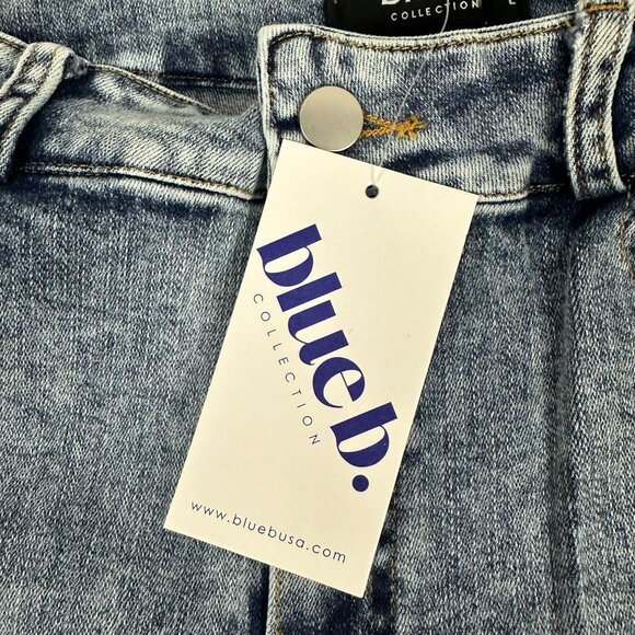 Blue B Collection Womens Large Light Blue Fringe Hem Denim Jeans - Picture 5 of 7